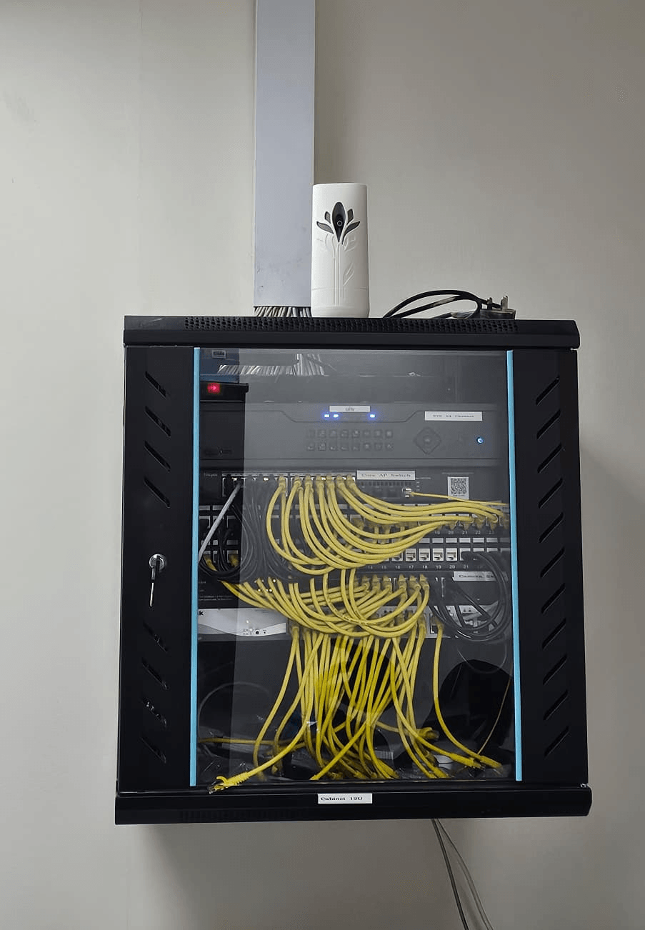 Additional network outlet and structured cabling installation in progress