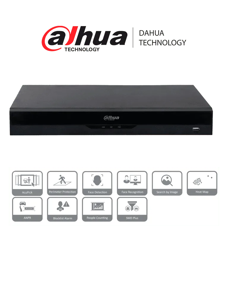 Dahua NVR5216-16P-EI2 16CH Enhanced 1U 2HDD WizSense Network Video Recorder with 16 PoE Ports — Dahua Technology