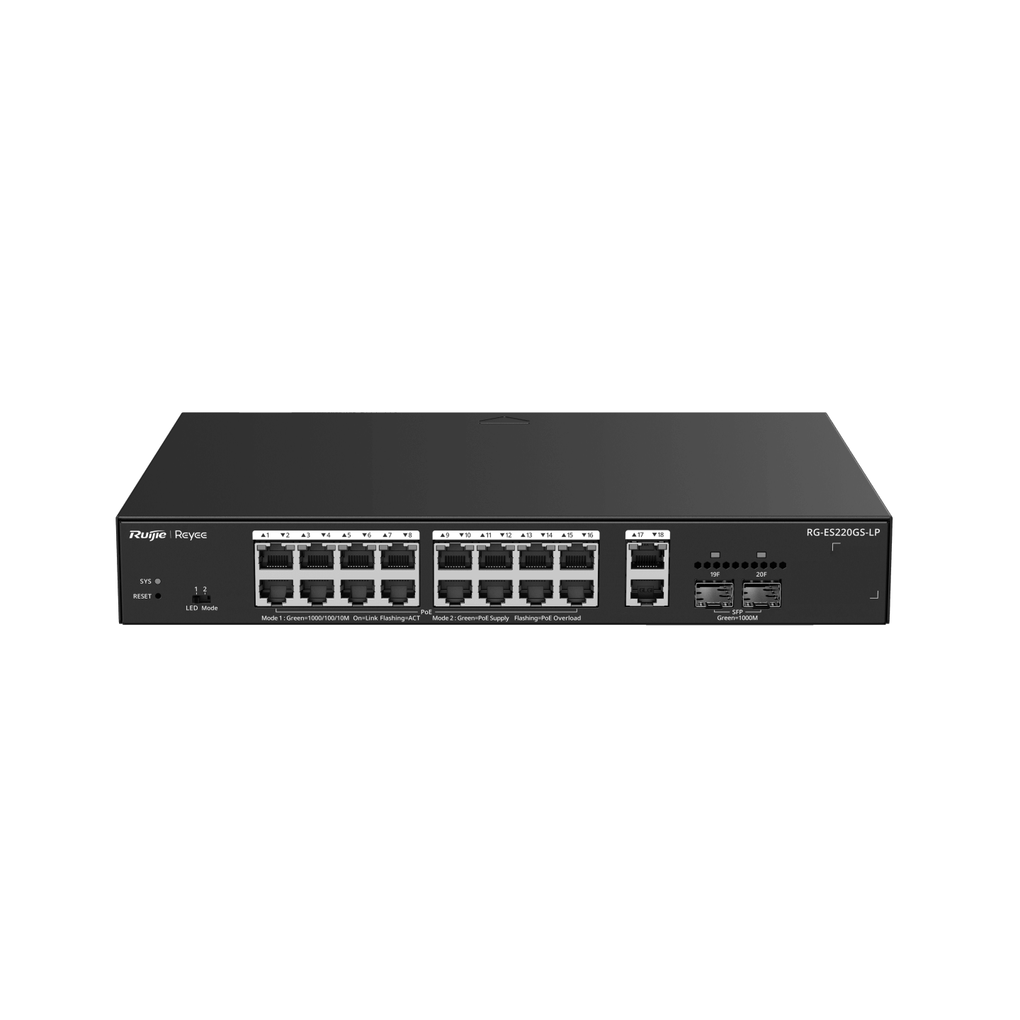 Ruijie Reeye RG-ES220GS-LP 20-Port CCTV Smart PoE+ Switch with SFP — Ruijie Reeye