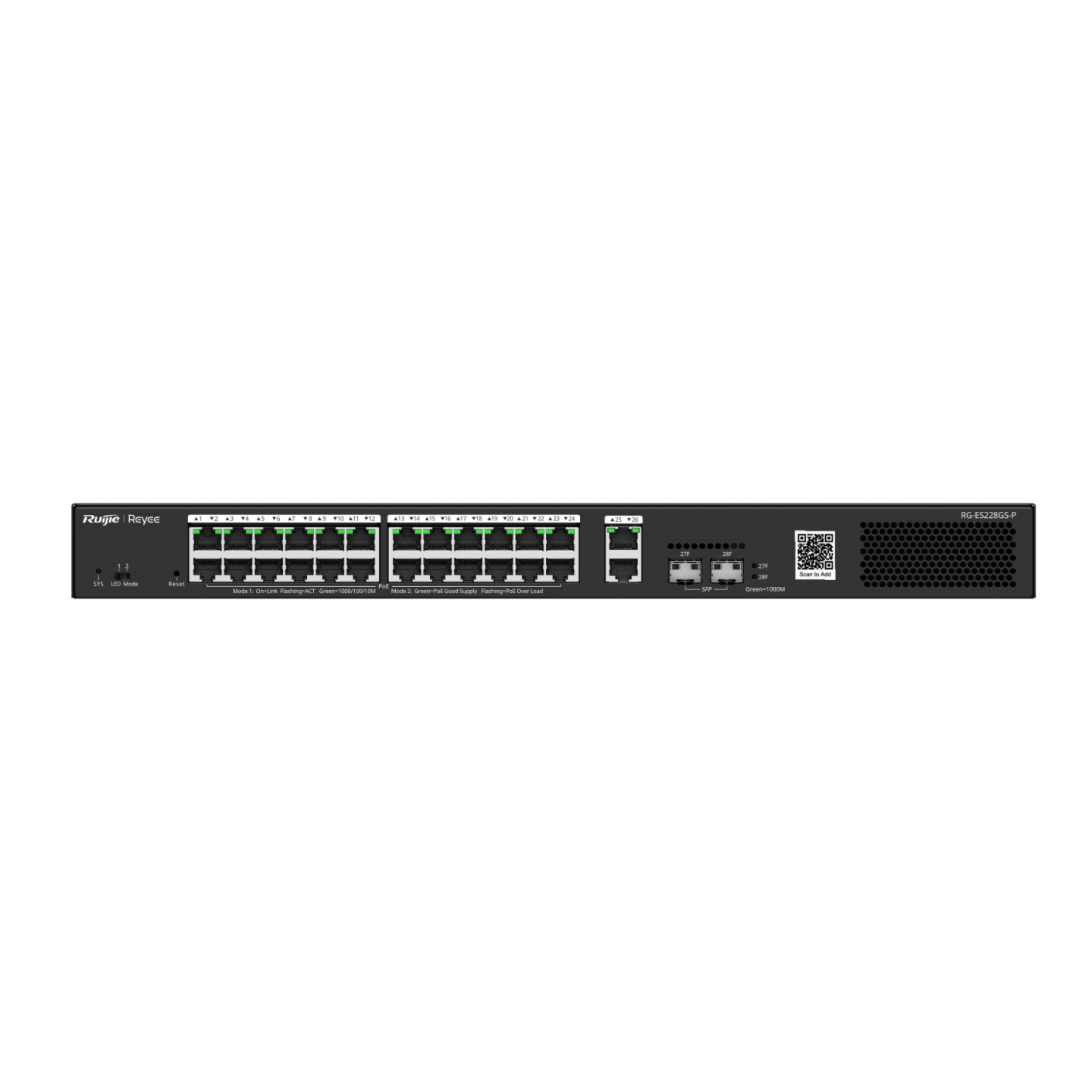Ruijie Reeye RG-ES228GS-P 28-Port CCTV Smart PoE+ Switch with SFP — Ruijie Reeye