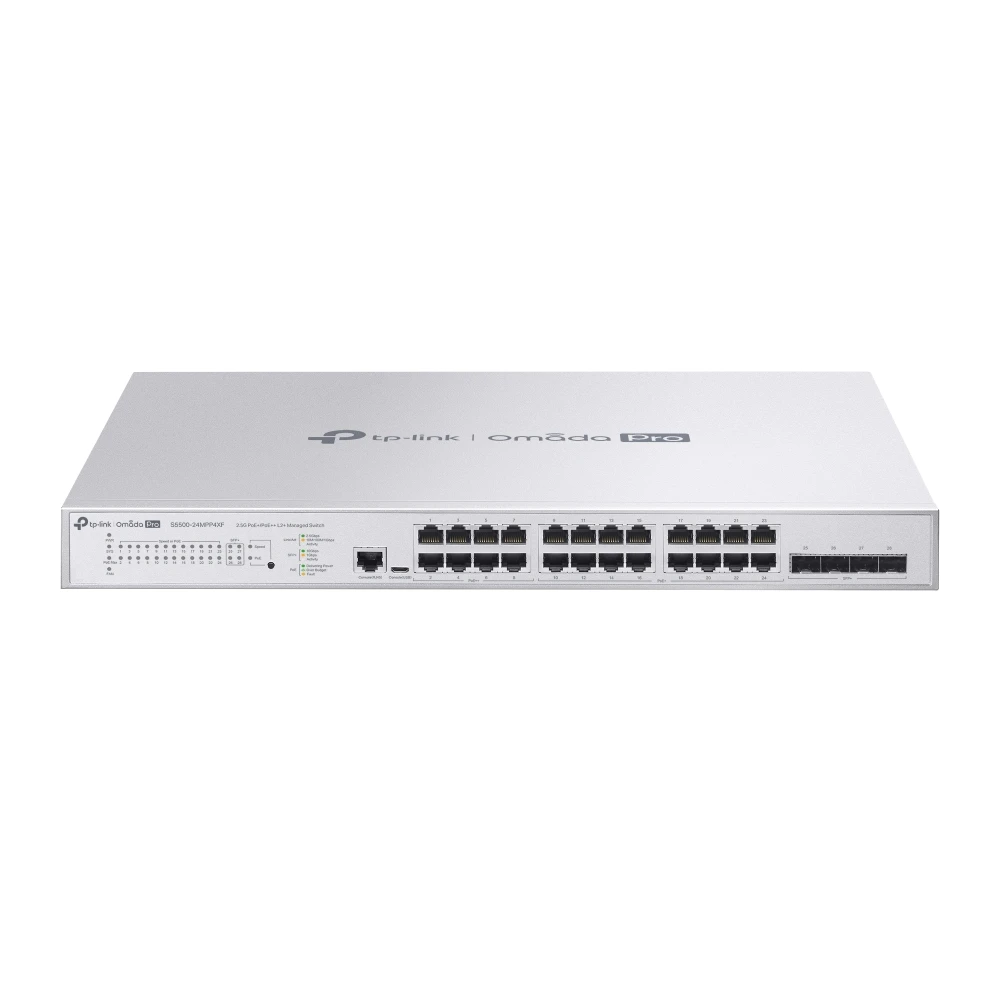 TP-Link Omada Pro S5500-24MPP4XF 24-Port PoE+ 2.5G L2+ Managed Switch with 4 SFP+ Slots