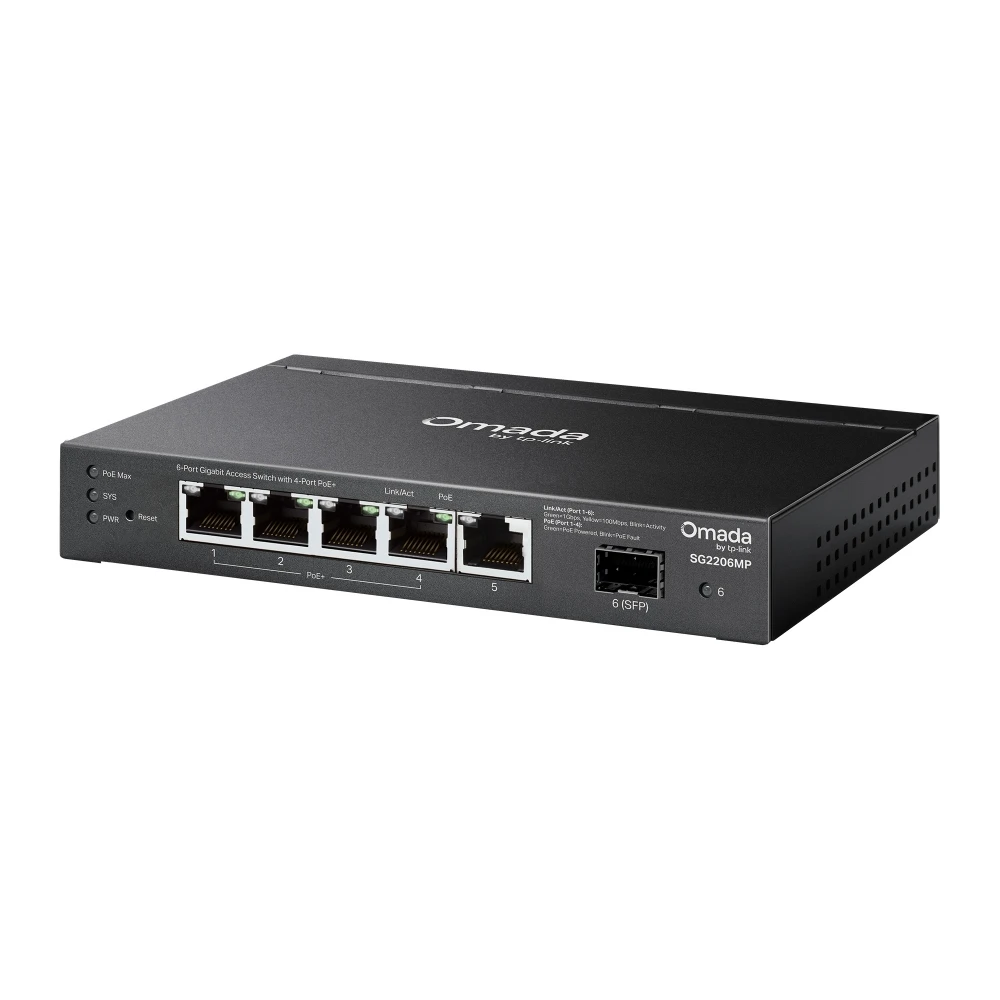 TP-Link SG2206MP Omada Access 6-Port Gigabit Switch with 4-Port PoE+ - Image 2