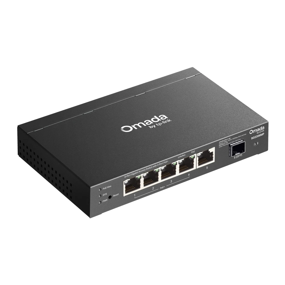 TP-Link SG2206MP Omada Access 6-Port Gigabit Switch with 4-Port PoE+ - Image 3